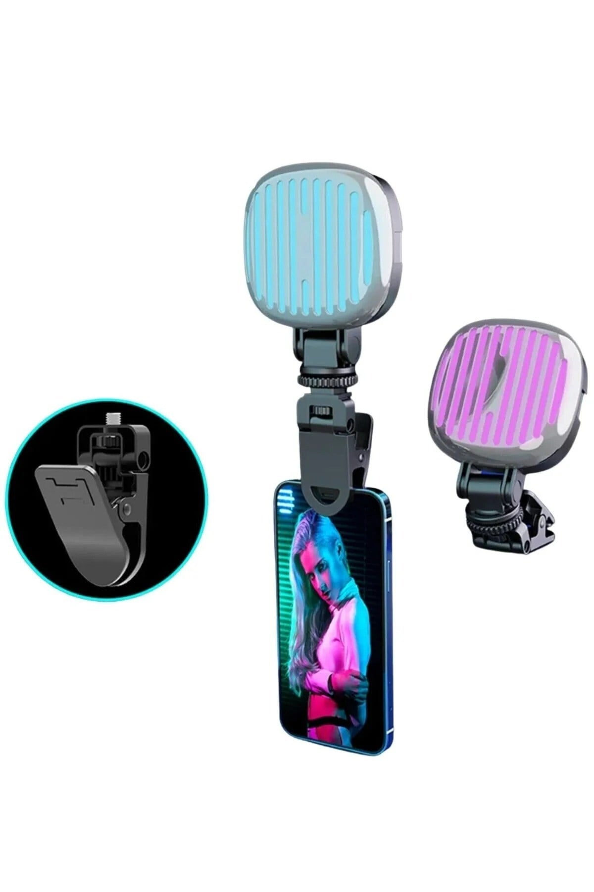 Selfie Işığı Şarjlı Telefon, Tripod ve Laptop Uyumlu Renk Ayarlı Mini RGB LED Dolgu Işığı (9000K)
