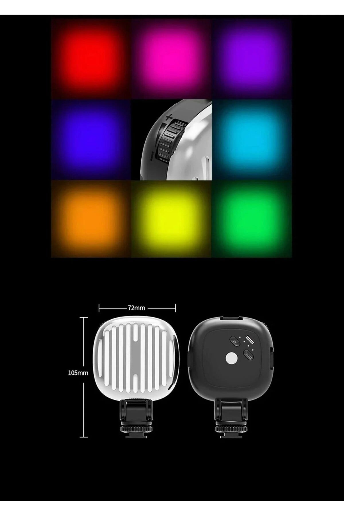 Selfie Işığı Şarjlı Telefon, Tripod ve Laptop Uyumlu Renk Ayarlı Mini RGB LED Dolgu Işığı (9000K)
