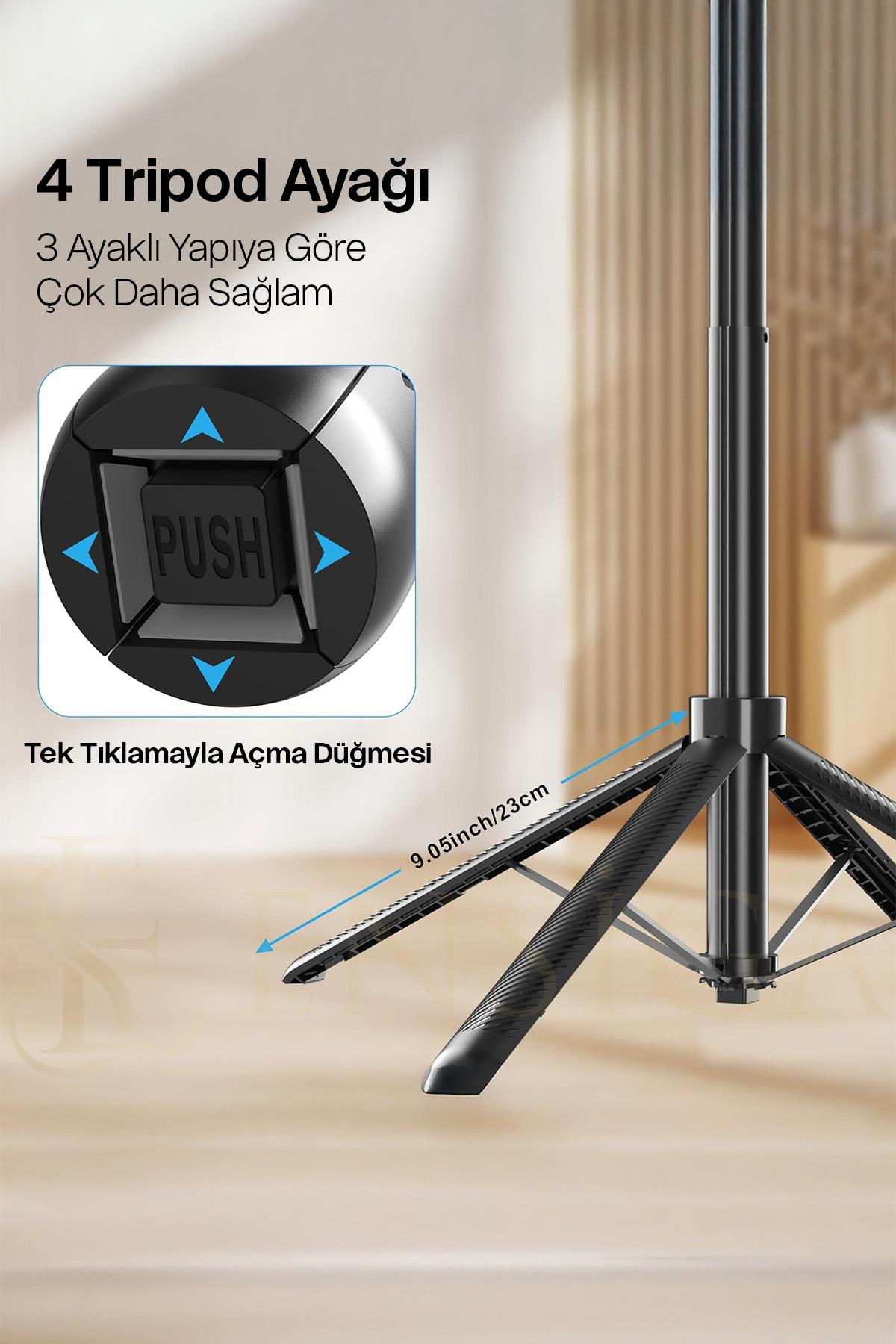 Sistemli Çok Amaçlı Bluetooth Kumandalı Akıllı Tripod + Selfie Çubuğu 180cm