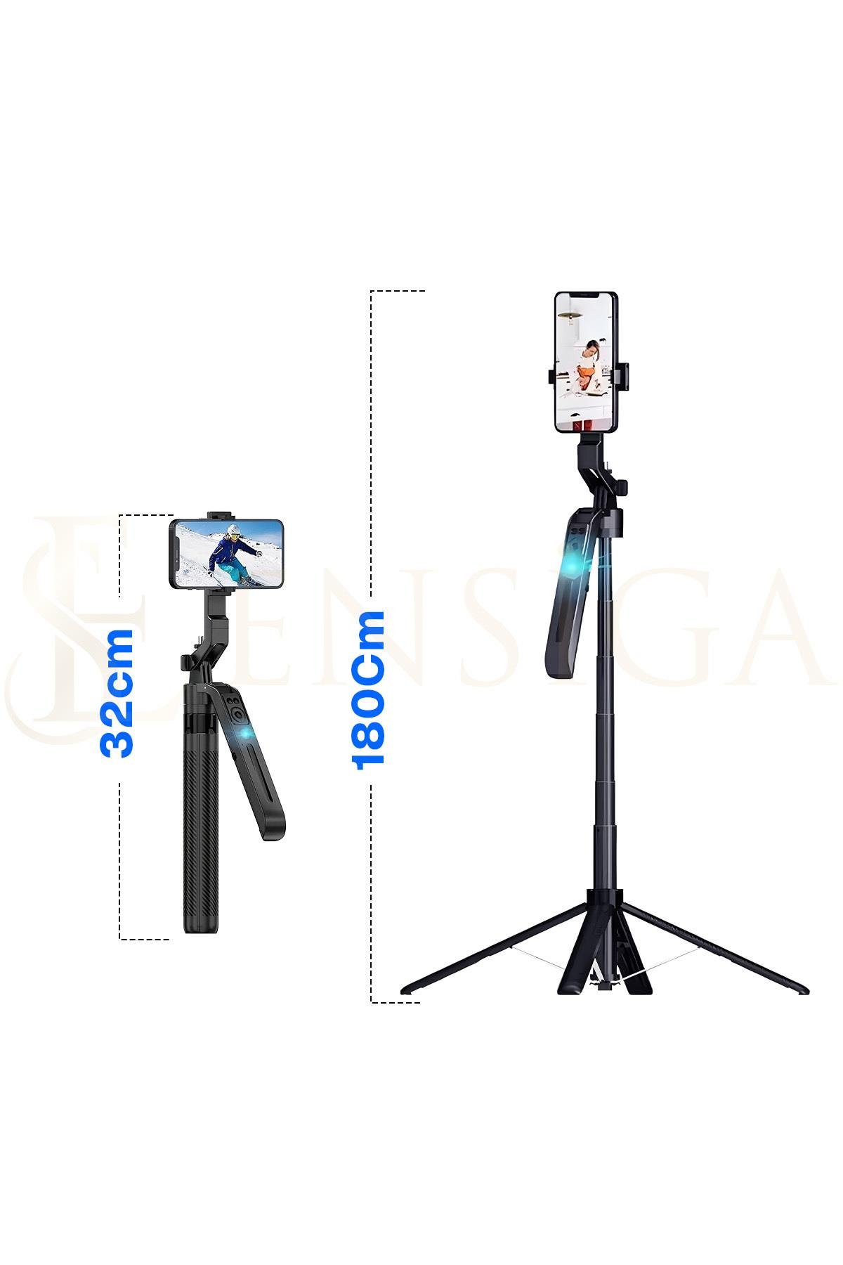 Sistemli Çok Amaçlı Bluetooth Kumandalı Akıllı Tripod + Selfie Çubuğu 180cm