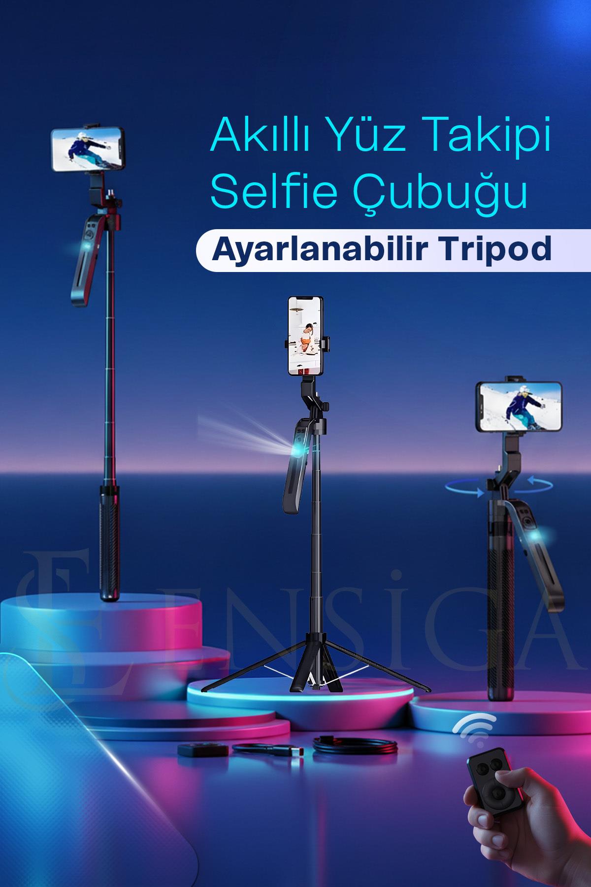 Sistemli Çok Amaçlı Bluetooth Kumandalı Akıllı Tripod + Selfie Çubuğu 180cm