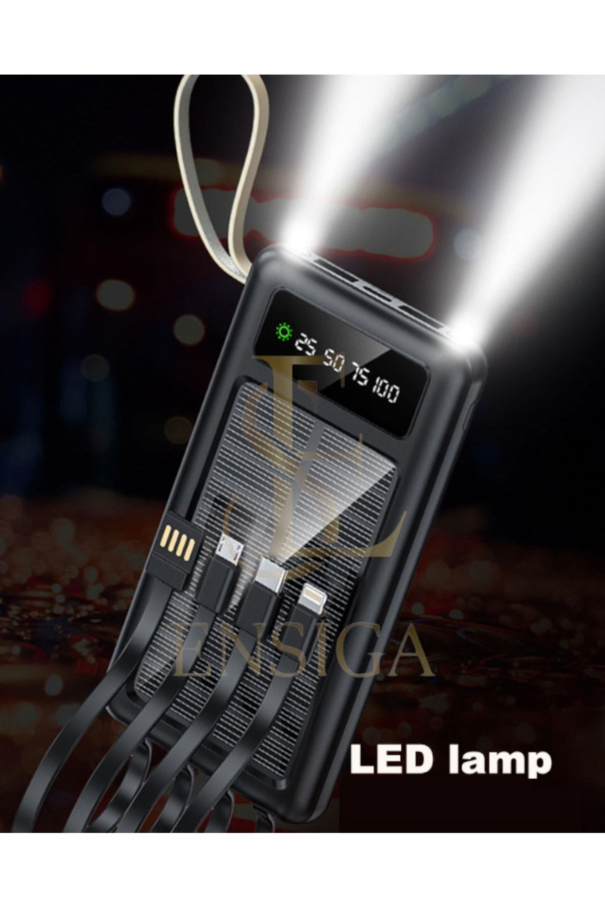 Solar 20.000mah Şarj Powerbank Led Ekran Göstergeli Işıklı