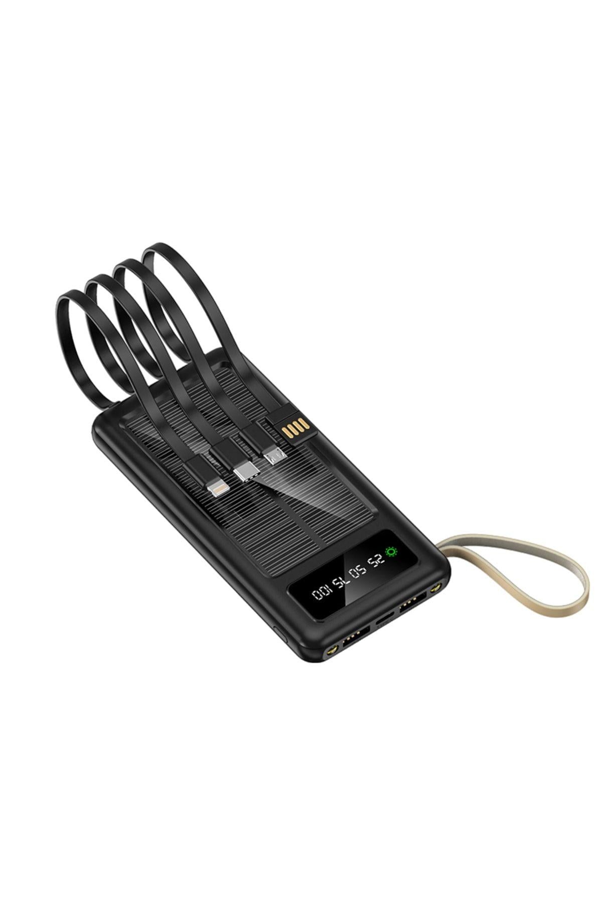 Solar 20.000mah Şarj Powerbank Led Ekran Göstergeli Işıklı