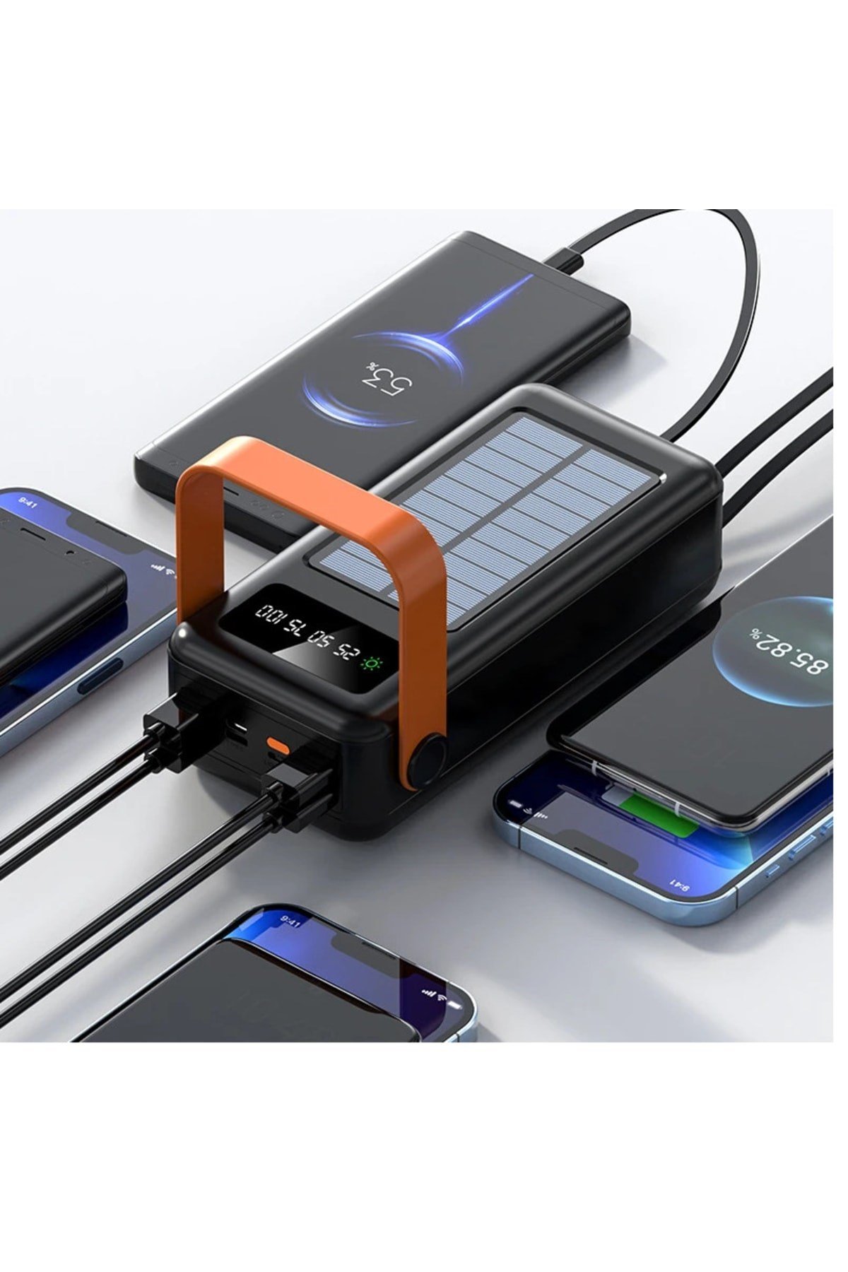 Solar 50.000 Mah Hızlı Şarj Powerbank Led Ekran Göstergeli Işıklı Batarya Şarj Aleti