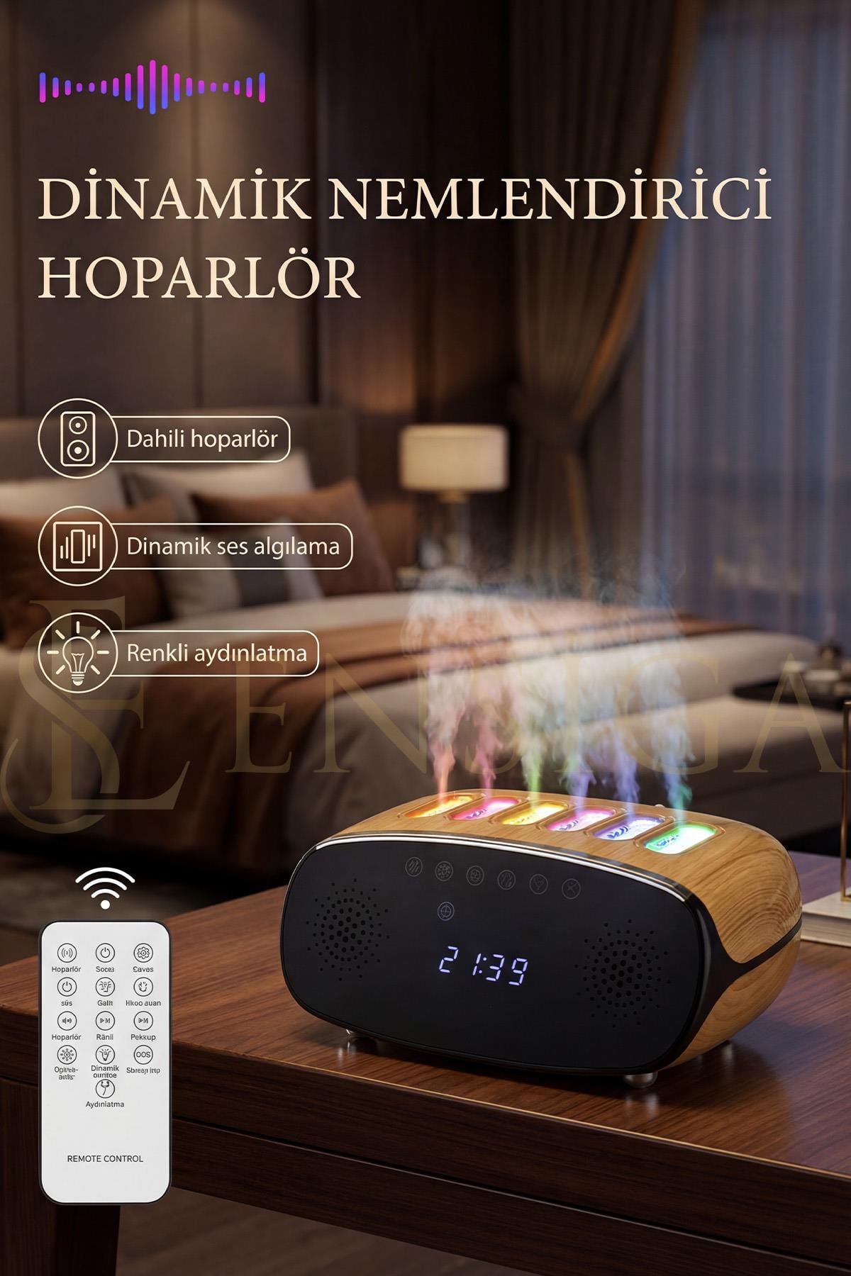 Speaker Özellikli Bluetooth Işıklı Hava Nemlendirici Aroma Difüzör Hava Nemlendirici 500ML