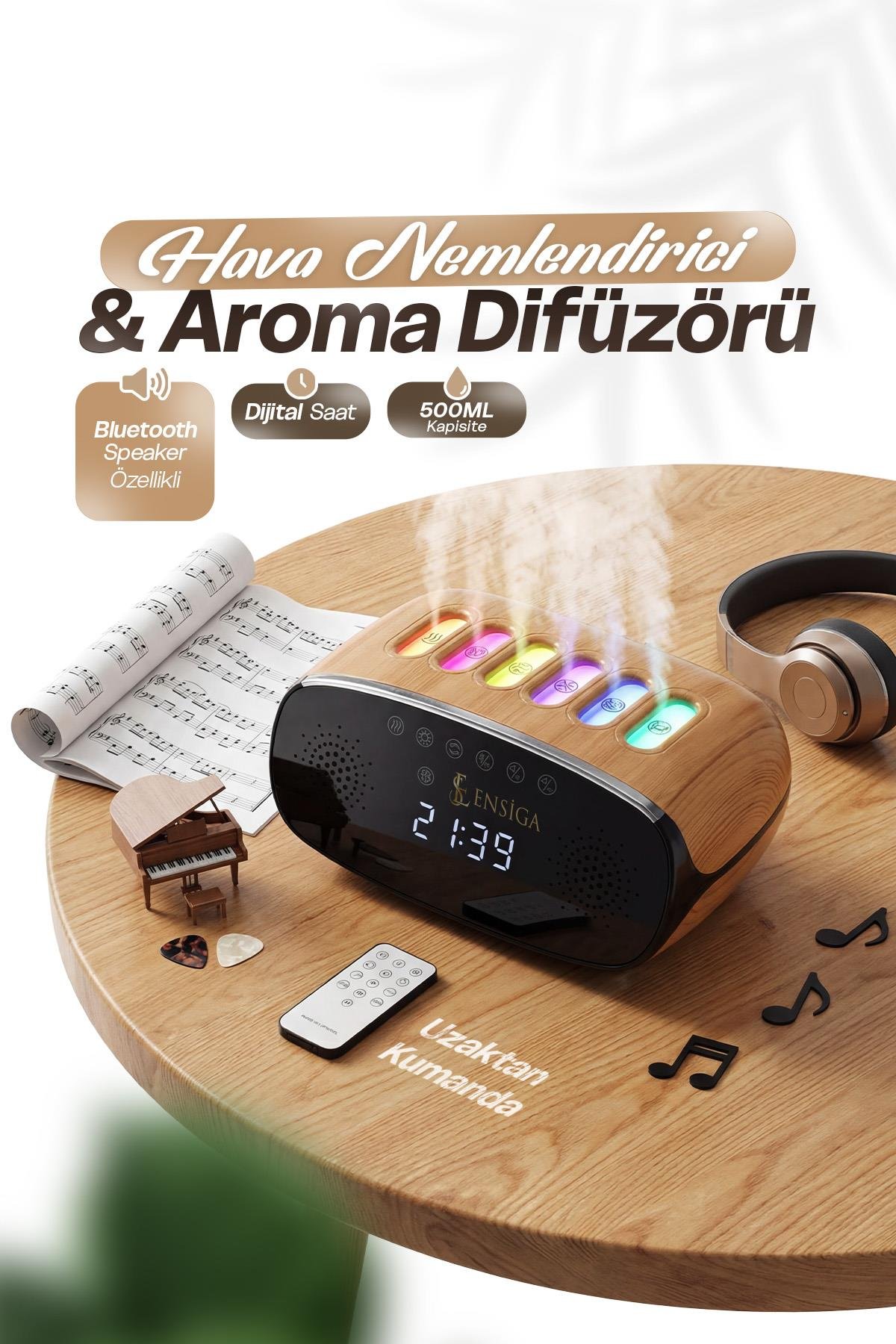 Speaker Özellikli Bluetooth Işıklı Hava Nemlendirici Aroma Difüzör Hava Nemlendirici 500ML