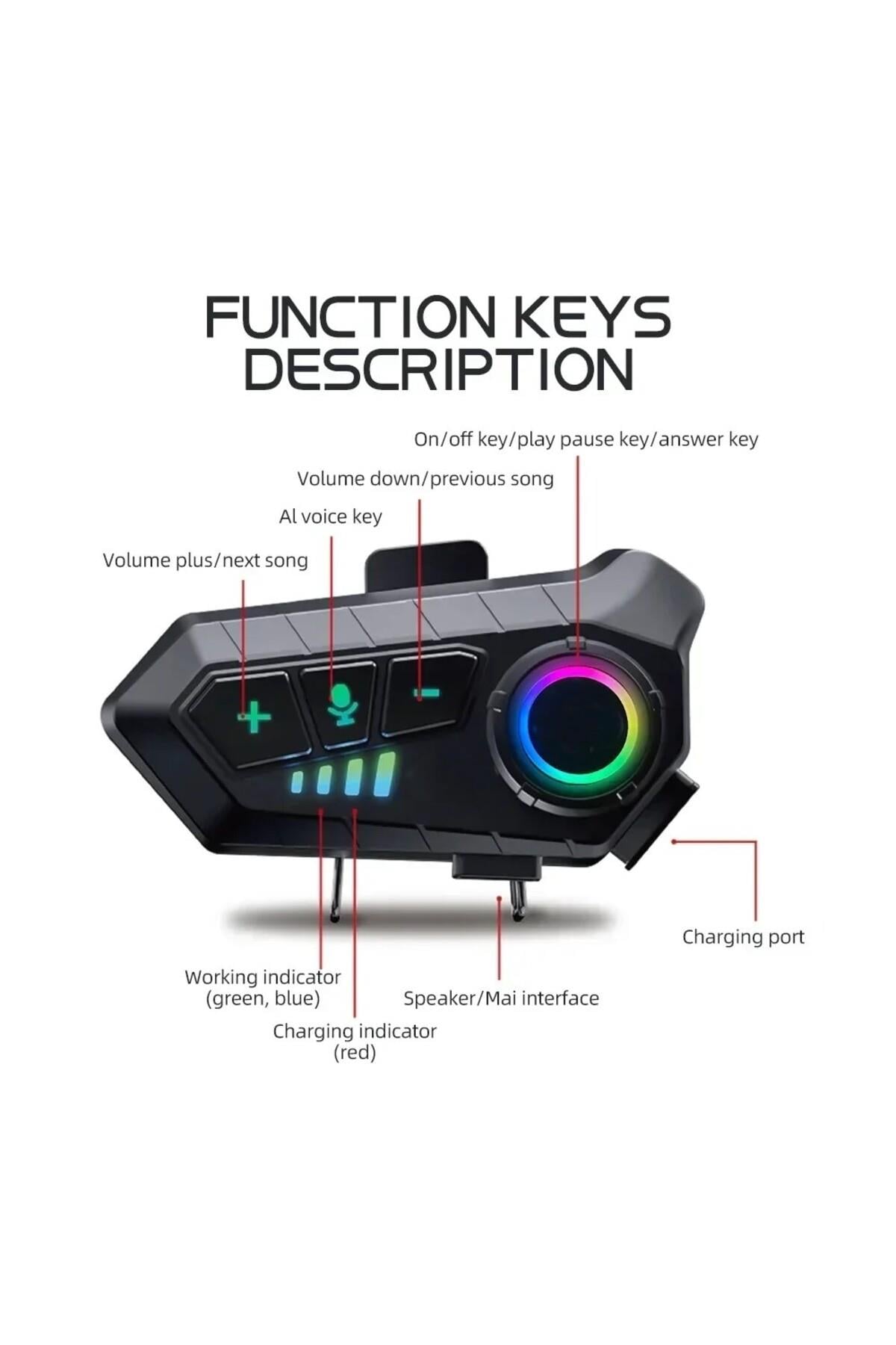 Su Geçirmez Kask İçi Bluetooth İnterkom – Gürültü Engelleme ve Uzun Pil Ömrü Kulaklık