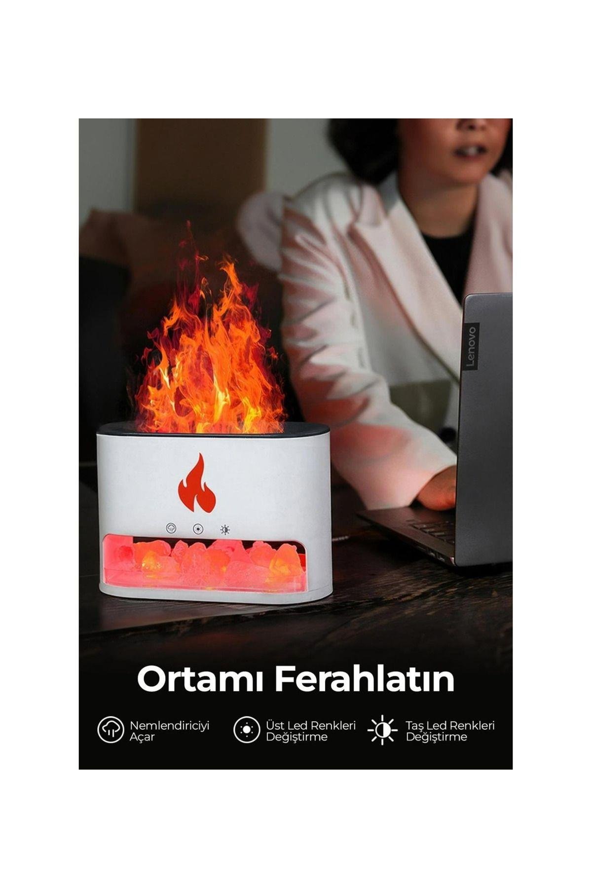 Taşınabilir 250ml Kapasiteli Led Modlu Aroma Yayıcı Tuz Hediyeli Hava Nemlendirici