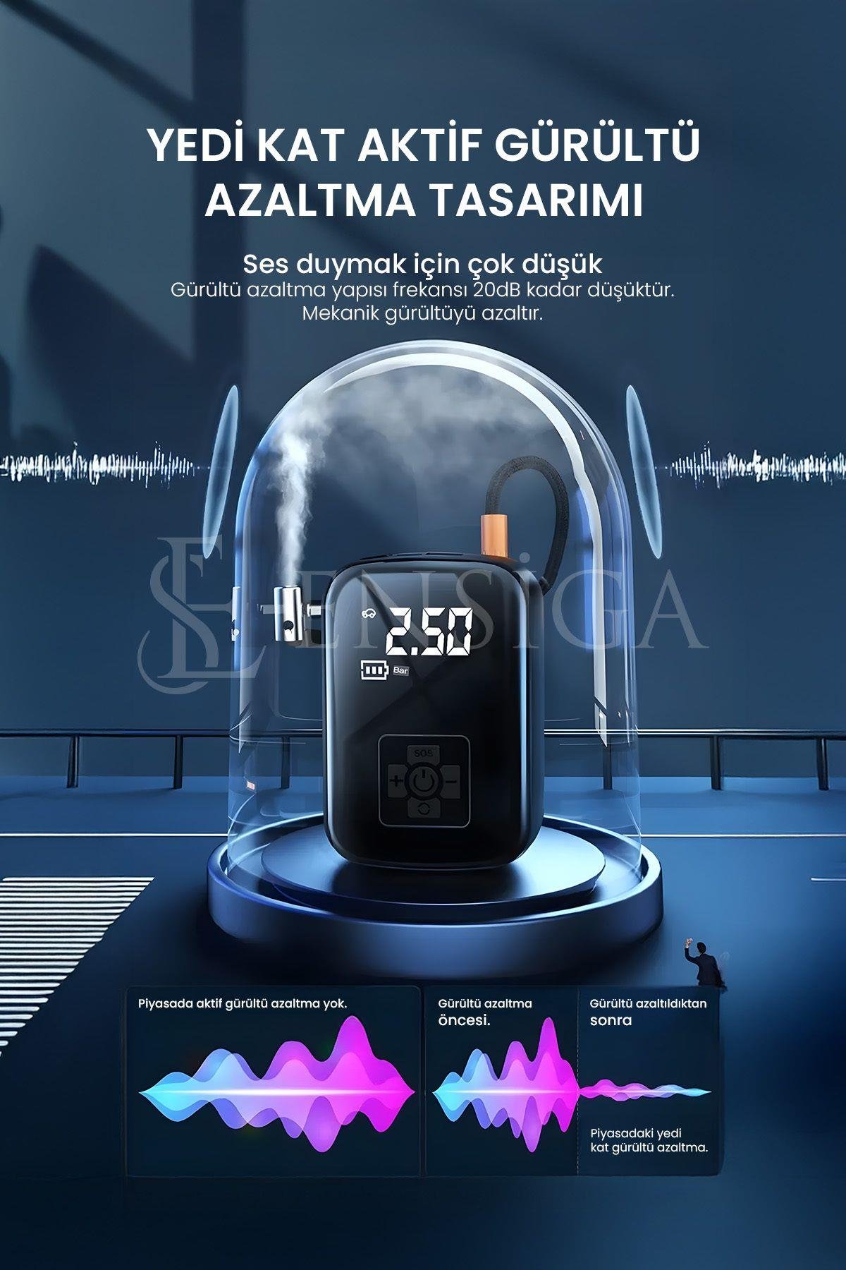 Taşınabilir araba hava pompası 150PSI hava Oto kompresörü 3600mAh kablosuz LED Şarjlı lastik şişirme