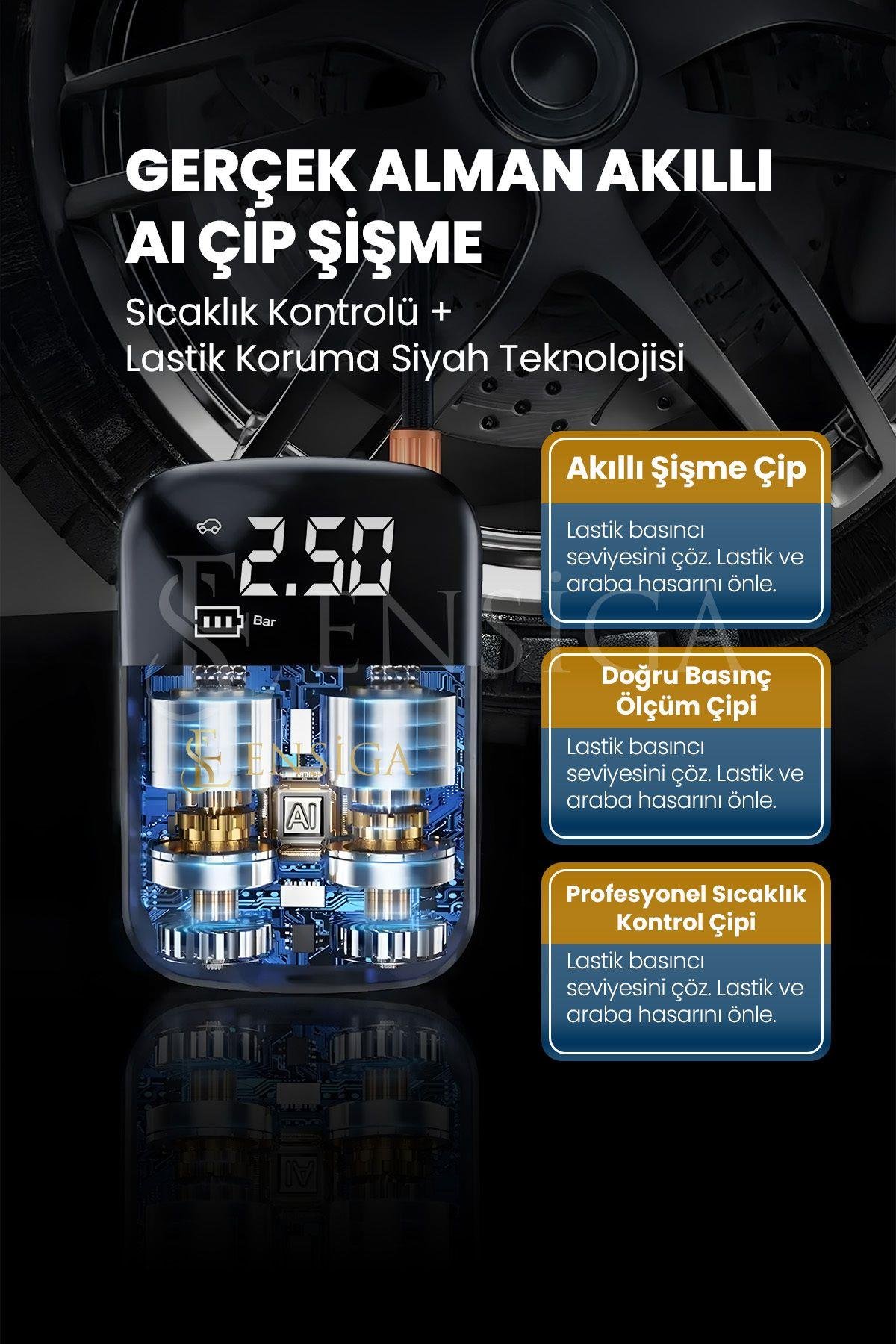 Taşınabilir araba hava pompası 150PSI hava Oto kompresörü 3600mAh kablosuz LED Şarjlı lastik şişirme