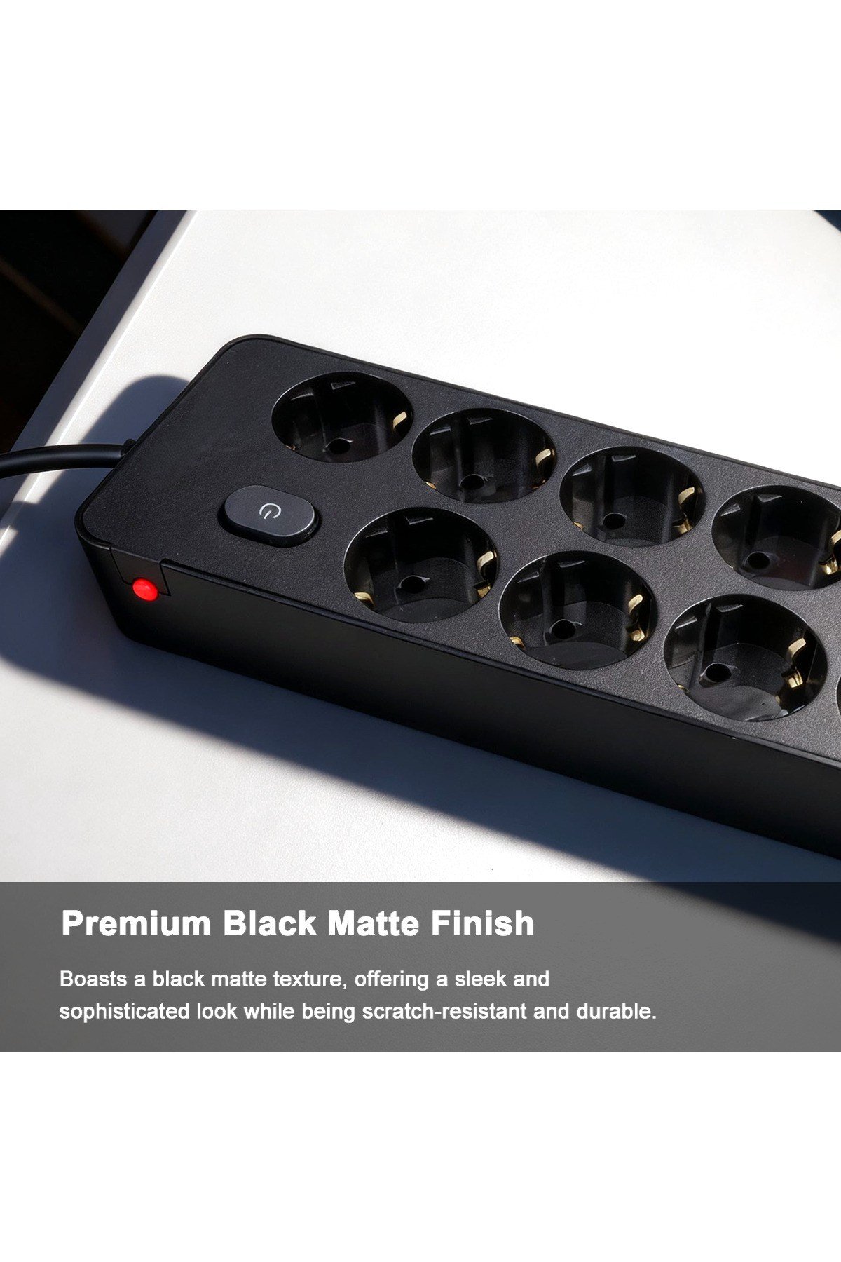Topraklı 10'lu Çoklu Priz 2 USB-C 2 USB-A Çıkışlı 2500W Anahtarlı Uzatma Prizi