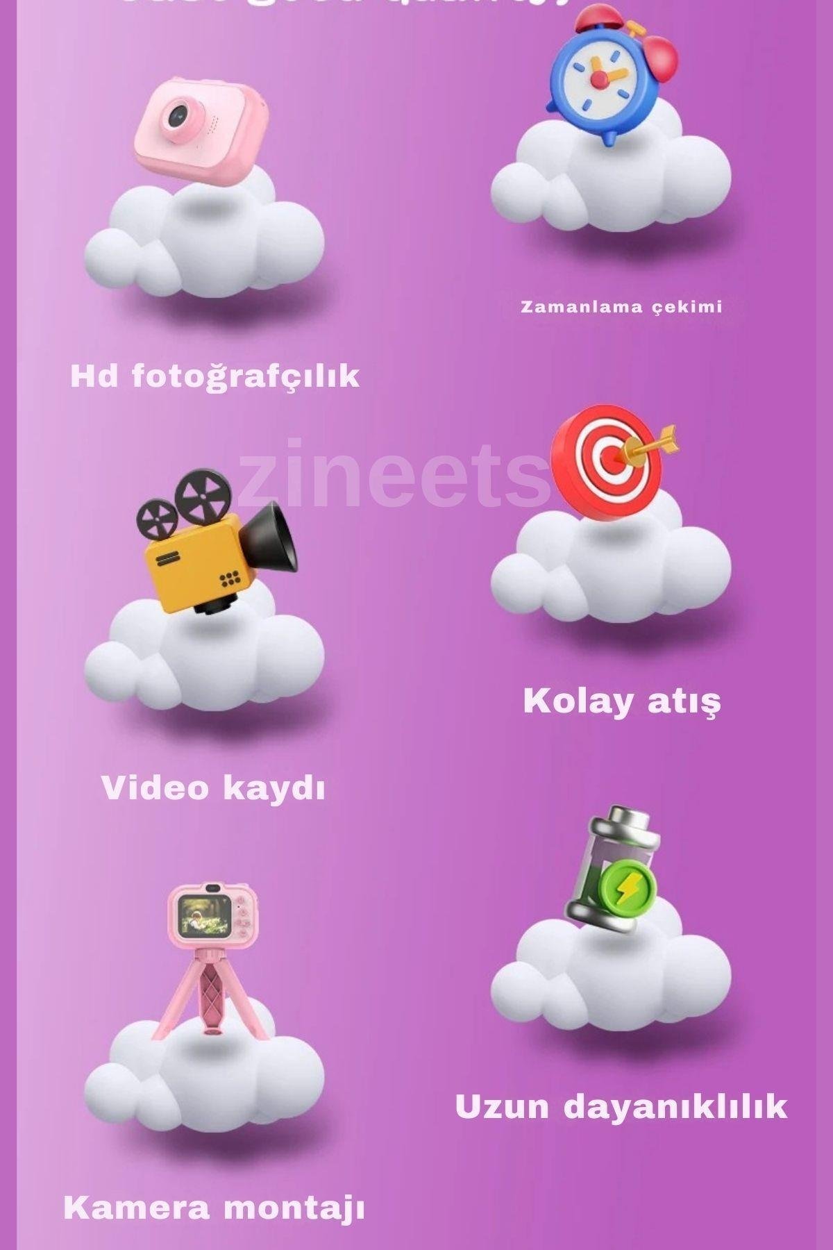 Tripodlu Mini 1080p Hd Çocuk Kamera Dijital Fotoğraf Makinesi 2.0 Inç Ekran