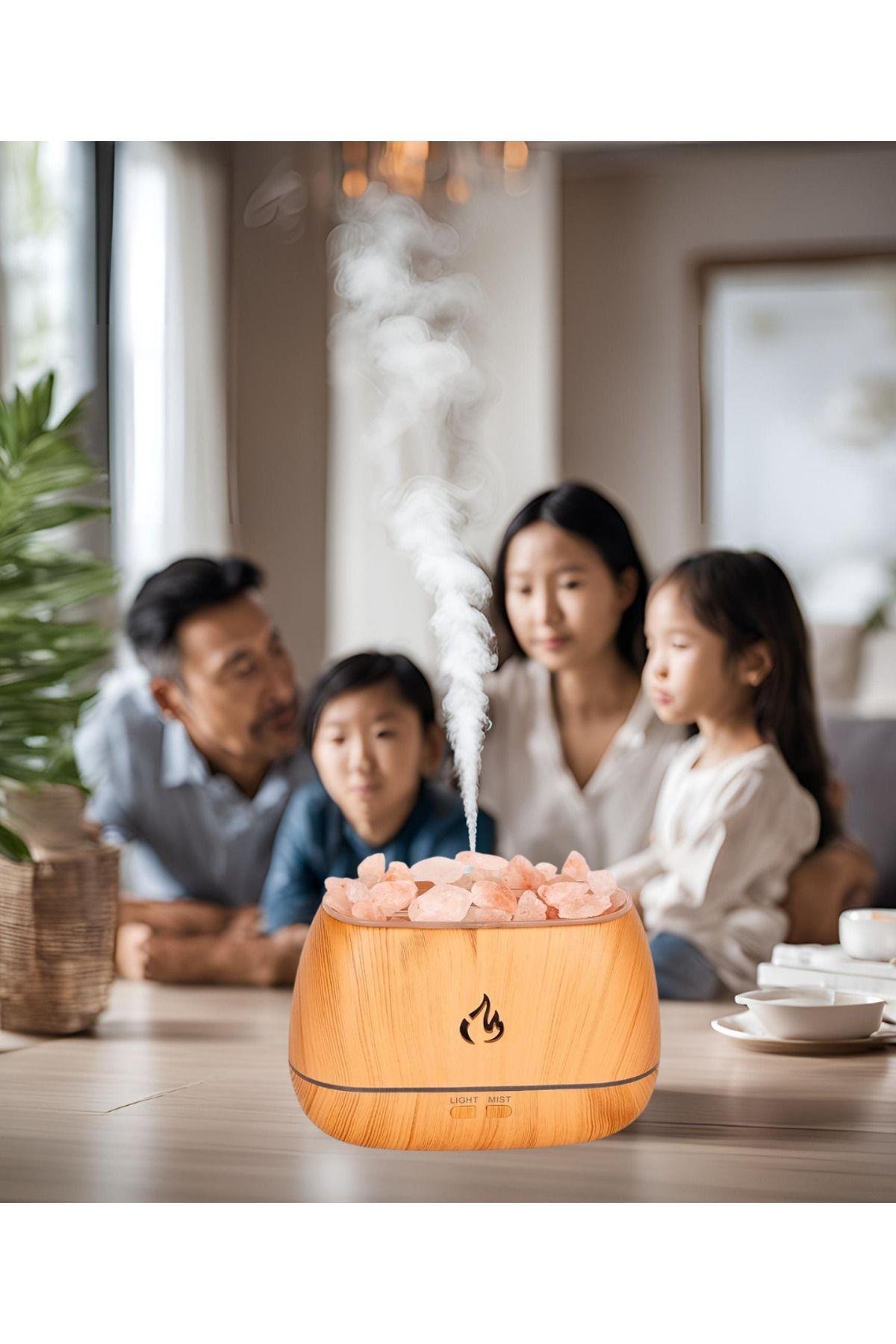 Tuz Lambalı  Hava Nemlendirici Tuz Hediyeli Humidifier 200 ml Salt Lamp Ultrasonik Gece Lambası
