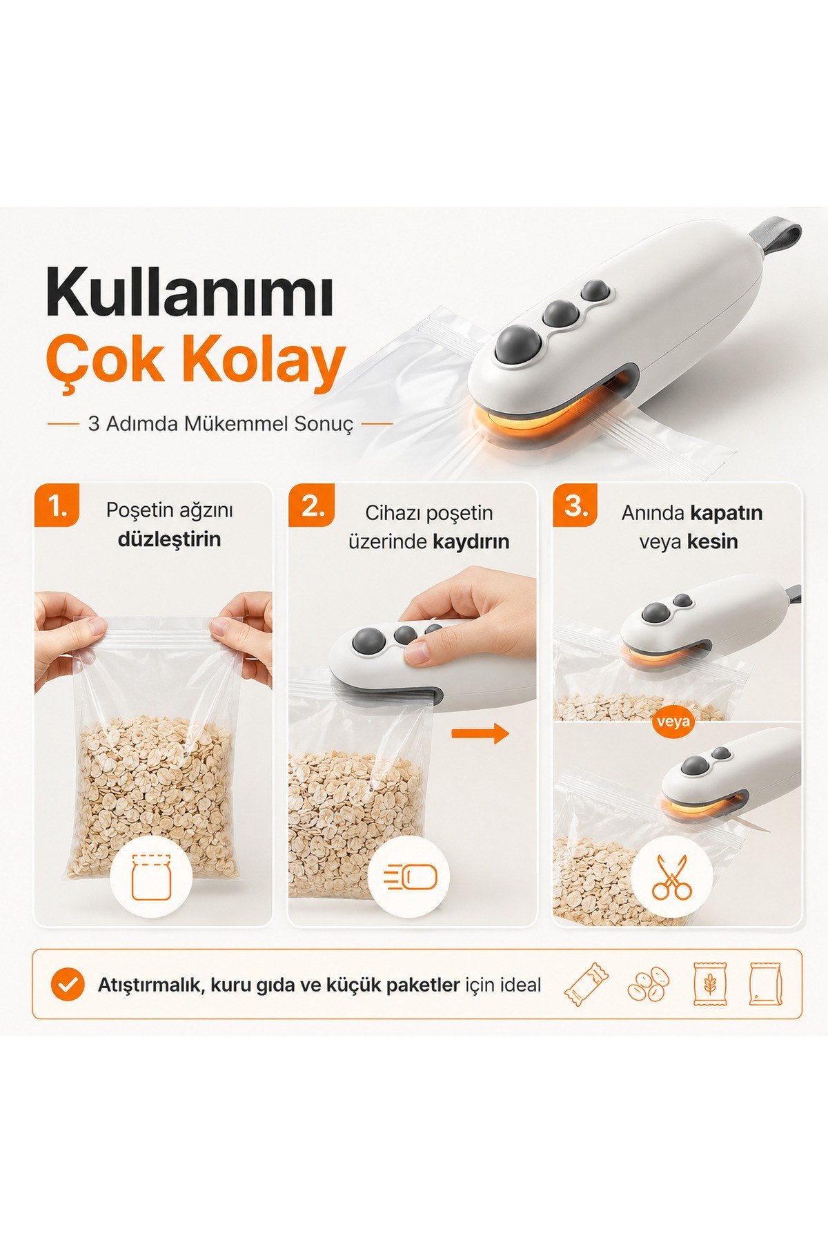 Type-C Şarjlı Mini Poşet Yapıştırıcı Manyetik Taşınabilir Paketleme Cihazı