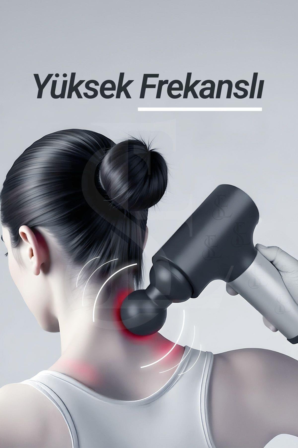 U Şeklinde Derin Doku, Boyun ve Omuz Sırt Bel Uzatılmış Sap Masaj Tabancası Masaj 4 Başlık ve 5 Mod
