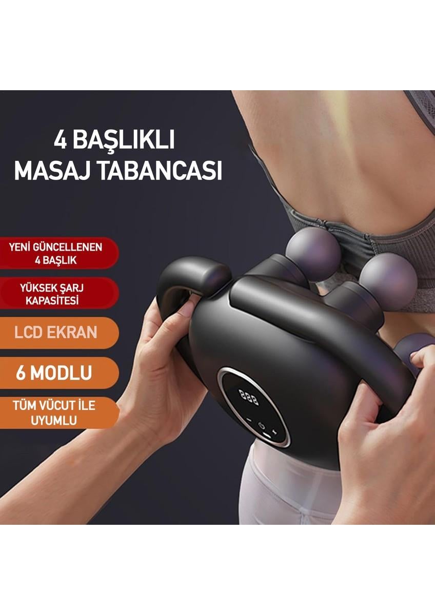 U Şeklinde Derin Doku, Boyun ve Omuz Sırt Bel Uzatılmış Sap Masaj Tabancası Masaj 4 Başlık ve 5 Mod