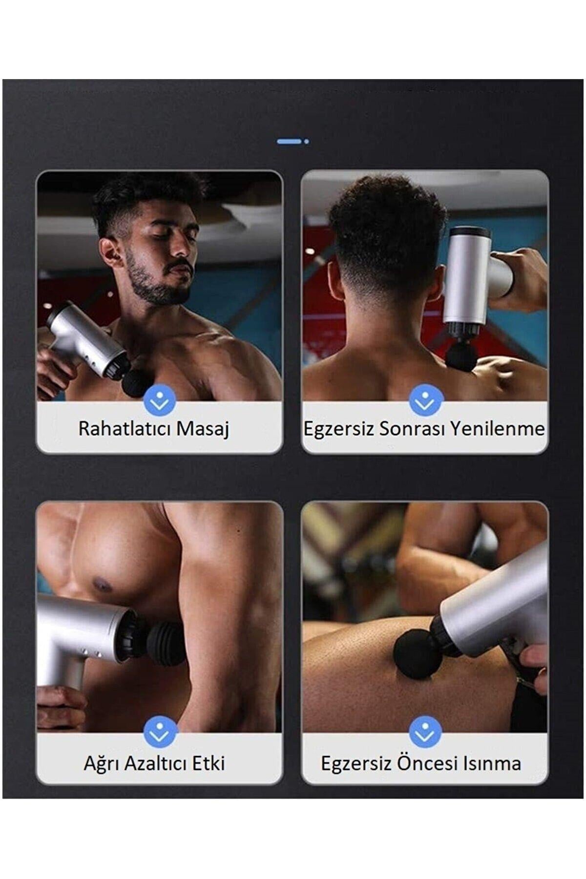 U Şeklinde Derin Doku, Boyun ve Omuz Sırt Bel Uzatılmış Sap Masaj Tabancası Masaj 4 Başlık ve 5 Mod