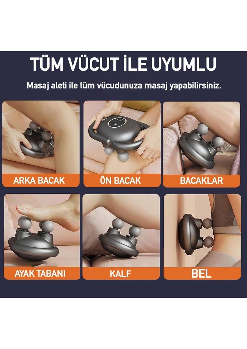 U Şeklinde Derin Doku, Boyun ve Omuz Sırt Bel Uzatılmış Sap Masaj Tabancası Masaj 4 Başlık ve 5 Mod