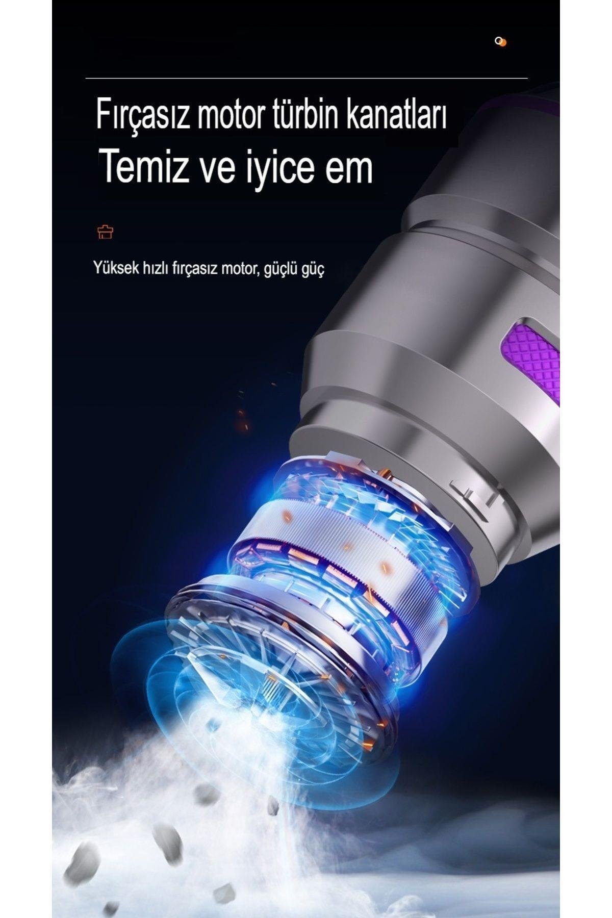 Üflemeli Güçlü Vakumlu Ev Ofis Araç Süpürgesi 15000PA Güçlü El Süpürgesi Şarjlı Çok Fonksiyonlu