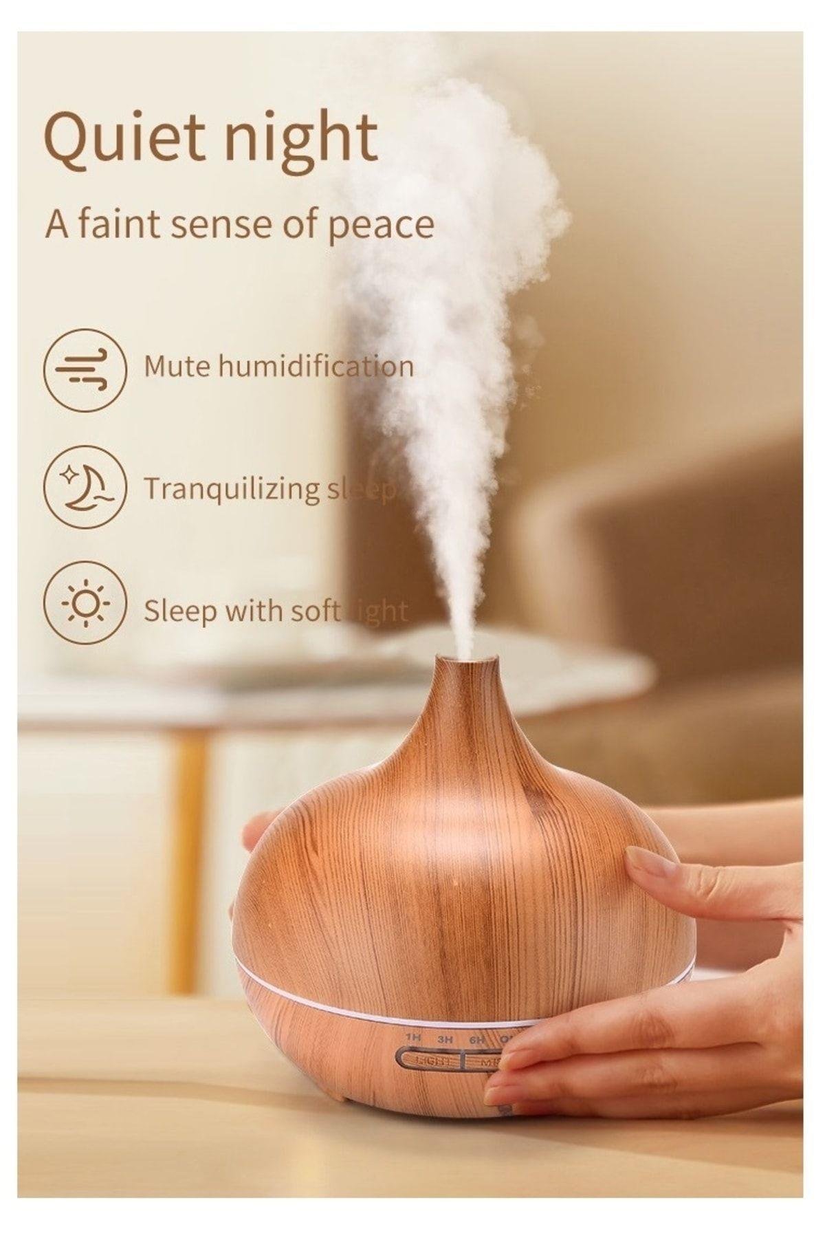 Uzaktan Kumandalı 550ml Aroma Difüzörü Ultrasonik Hava Nemlendirici Buhar Makinesi 7 Renk Led