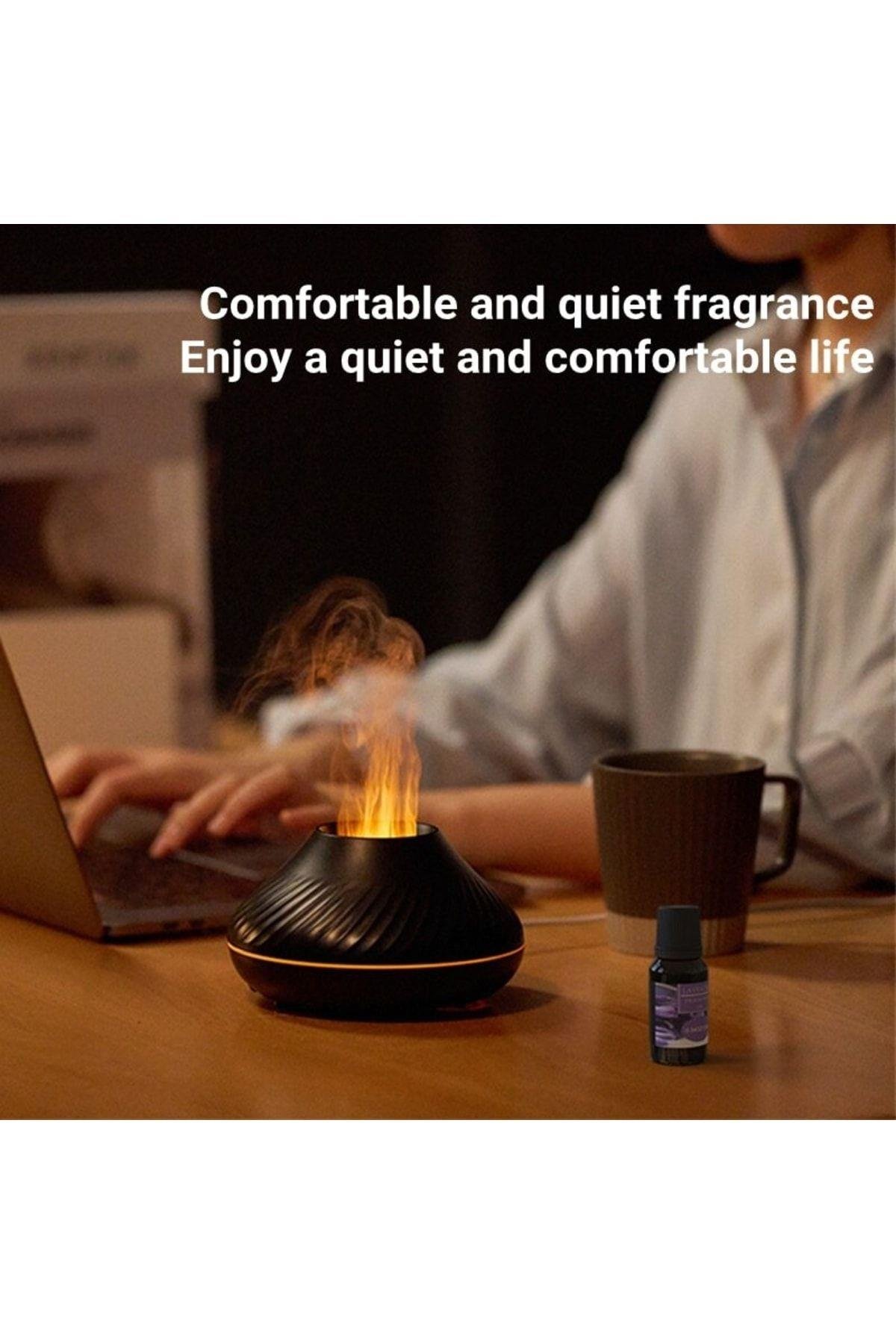 Volkanik Alev Aroma Difüzör Gece Işığı 3d Nemlendirici Buhar Makinesi 130ml.
