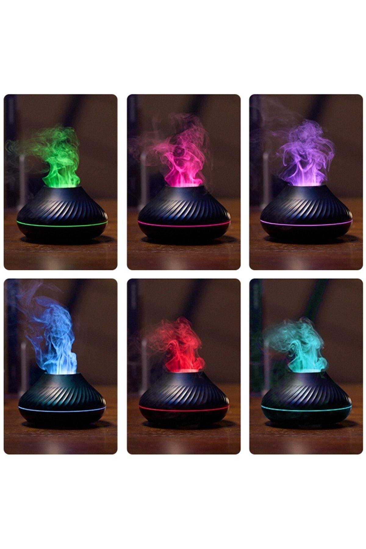 Volkanik Alev Aroma Difüzör Gece Işığı 3d Nemlendirici Buhar Makinesi 130ml.
