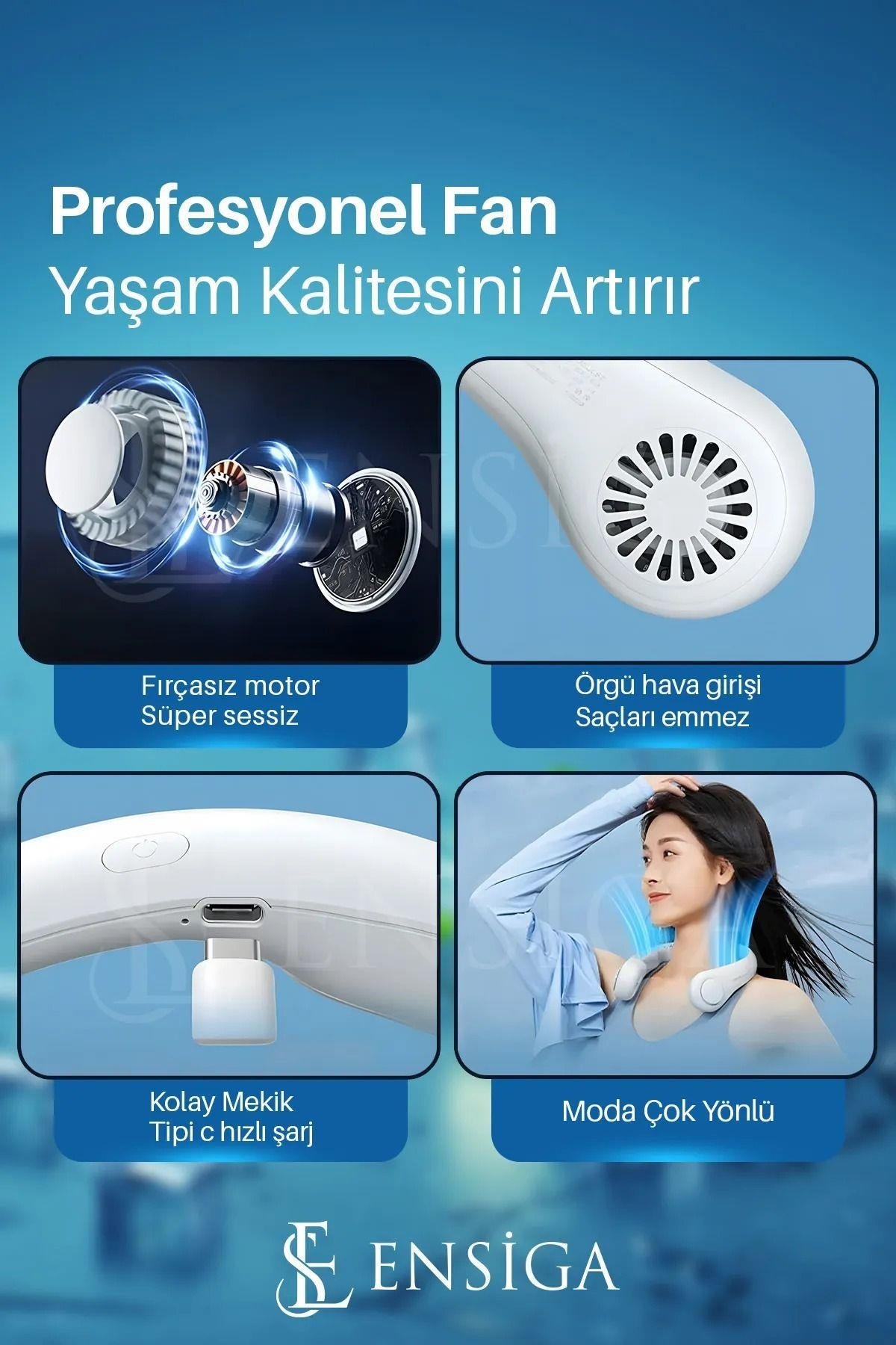 Yeni Nesil 3 Kademe Hızlı Hava Soğutma Serinletme Fan Portatif Boyun Fanı