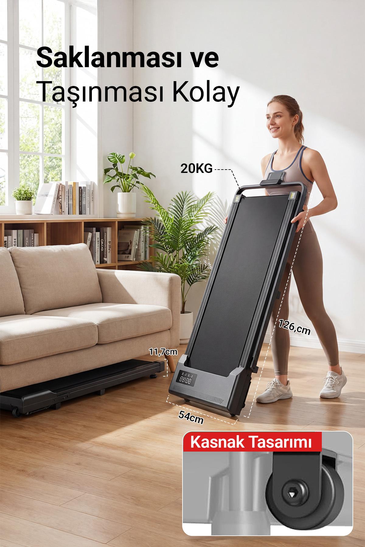 Yeni Nesil Bluetoothlu Koşu Bandı Müzik Çalarlı 10-12 KM Hız 2 HP Kumandalı Band