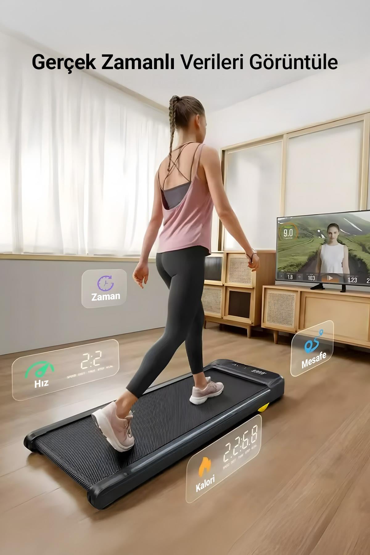Yeni Nesil Bluetoothlu Koşu Bandı Müzik Çalarlı 10-12 KM Hız 2 HP Kumandalı Band