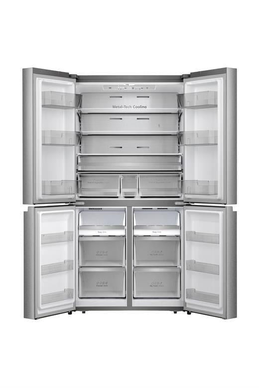 HISENSE RQ758N4SBSE 609 LT. 4 KAPILI GARDIROP TİPİ NO FROST İNOX BUZDOLABI 