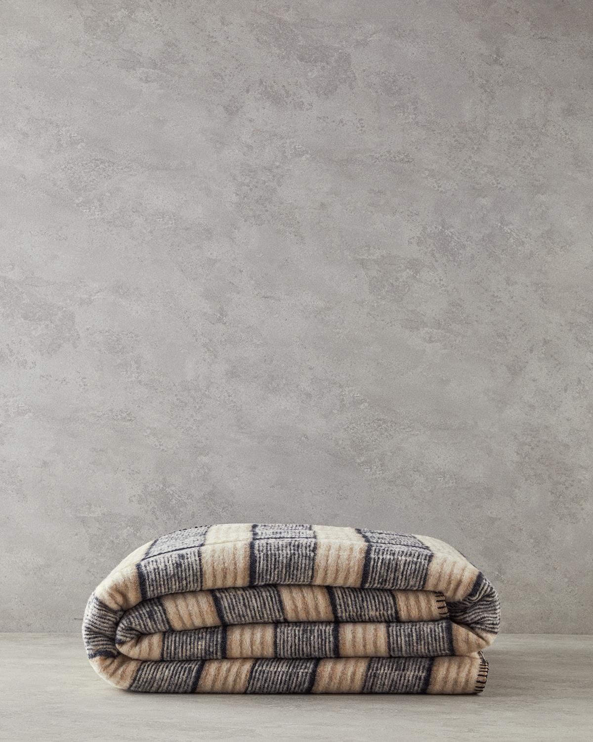 Одеяло, Единичен, Памучен, 150x200 см, Бежов - Черен