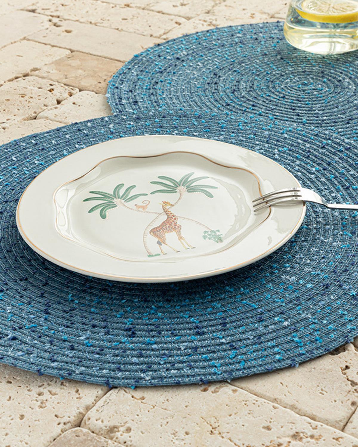 Американзки Сервиз 2Бр., Полиестер, Синьо, 38 Cm