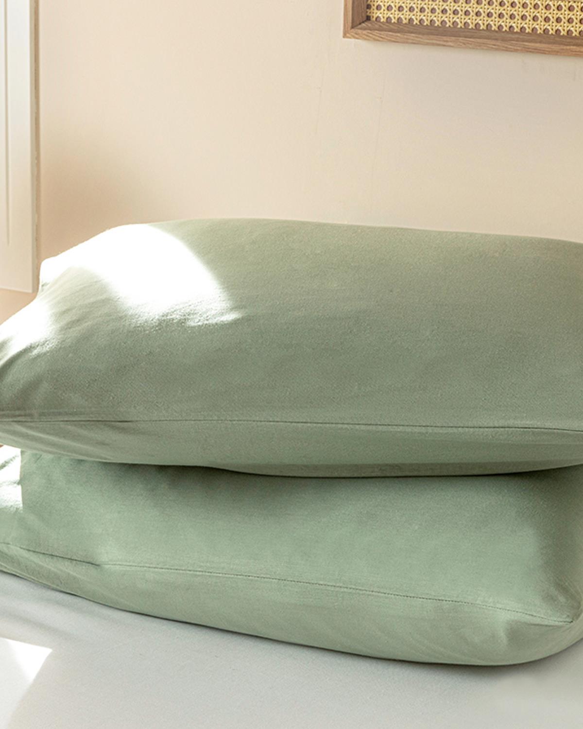 Прав Кълъфка За Възглавни 2Бр., Памучен, Тъмно Зелено, 50 X 70 Cm