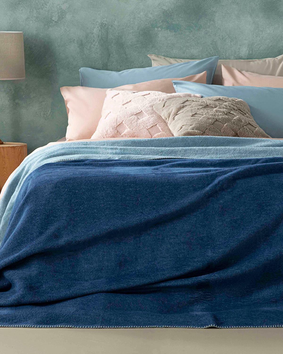 Одеало, King Size,Plain , Памучен,  220 X 240 Cm, Синьо - Тъмно Синьо,