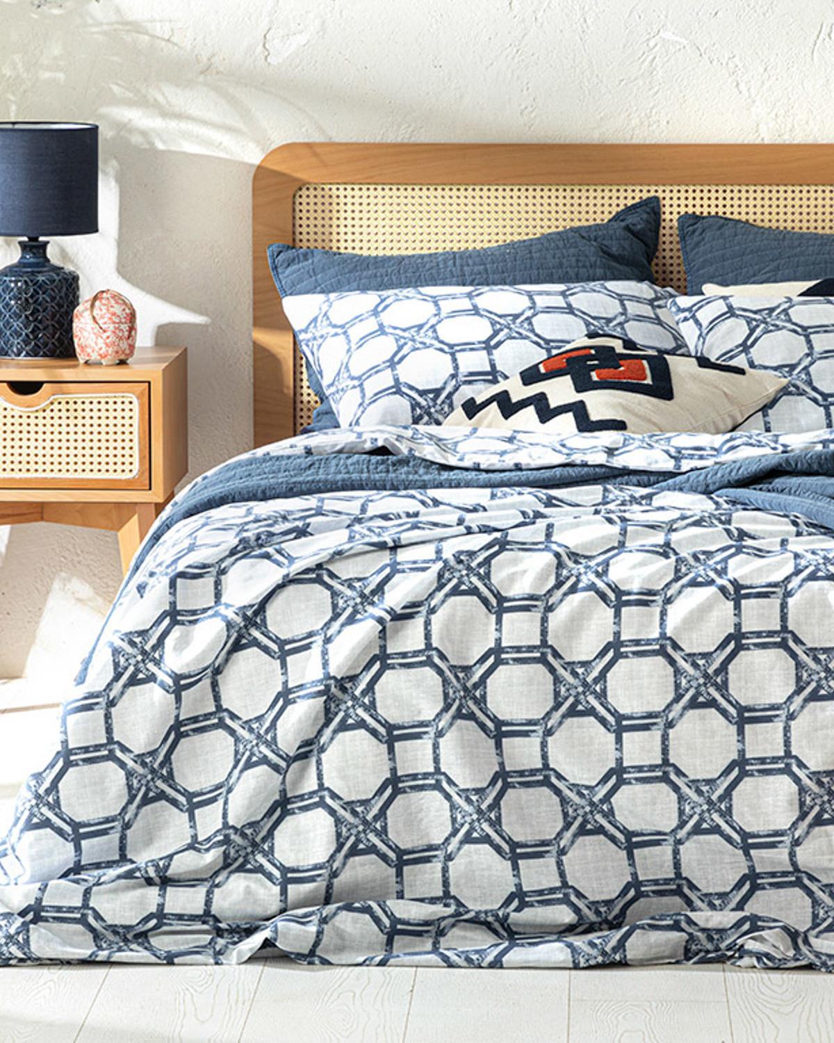Adelmo Спален Комплект Двоен Памук 200x220 см Индиго.