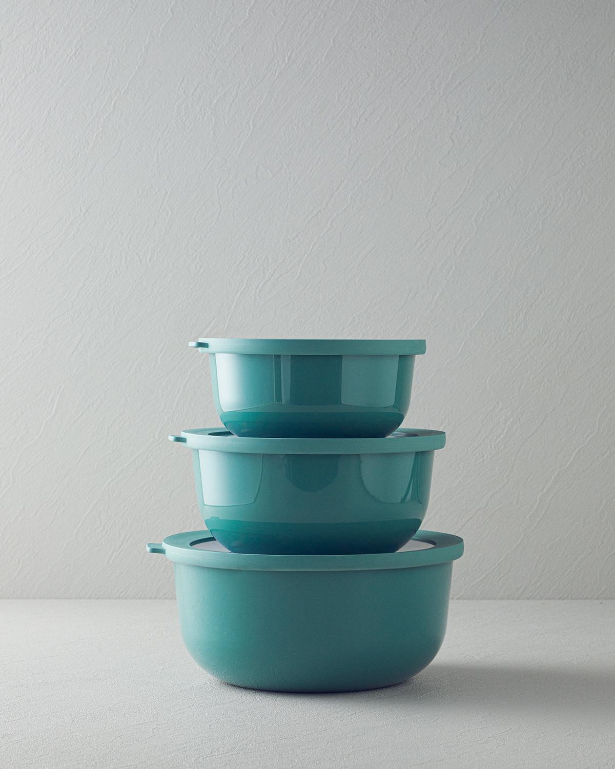 Adora Кутия За Съхранение 3 бр. Пластмаса 18-21-25 см Тъмнозелен