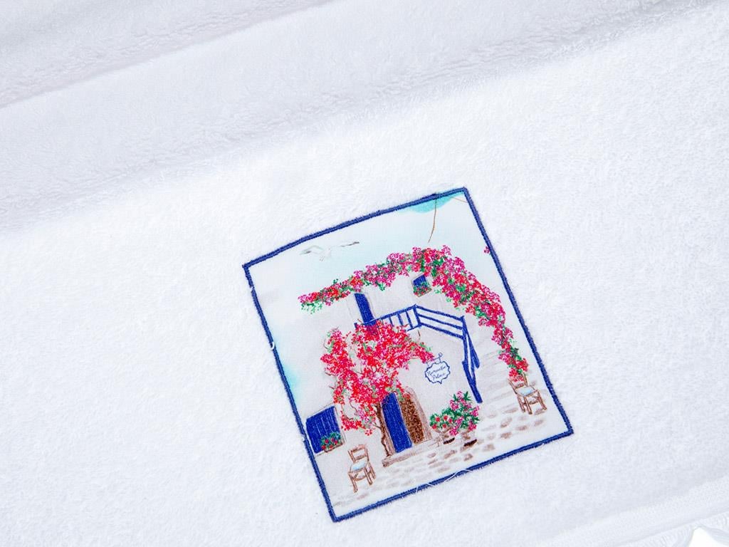 Aegean House ХАВЛИЯ ЗА ЛИЦЕ С ресни Бродирани 50x80 cm Light Blue