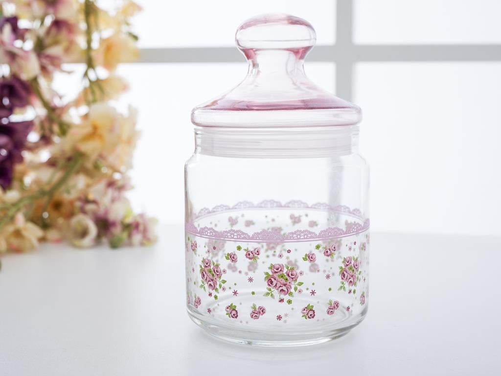 Alıcıa БУРКАН Стъклено с капак средно Cam 750 ml Pink
