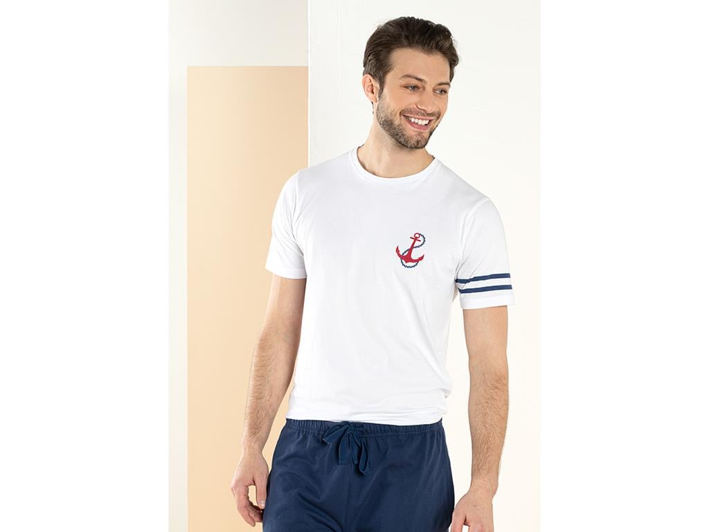 Anchor ПИЖАМА КОМПЛЕКТ с кръгло деколте Памучен L Dark Blue