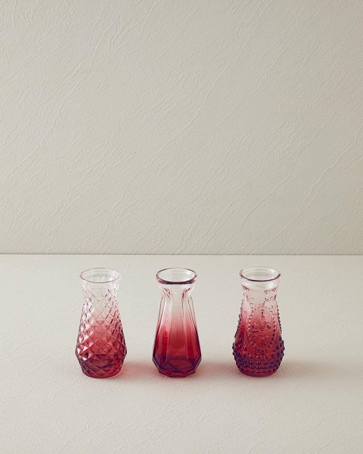 Arya Ваза 3 бр. Стъкло 6x12 см Бордо