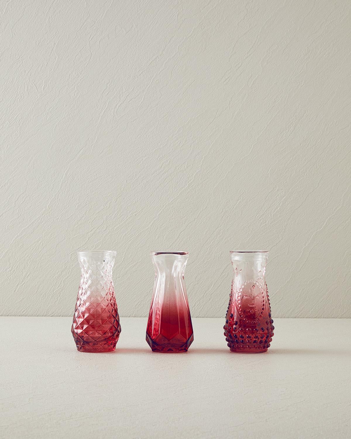 Arya Ваза 3 бр. Стъкло 6x12 см Бордо