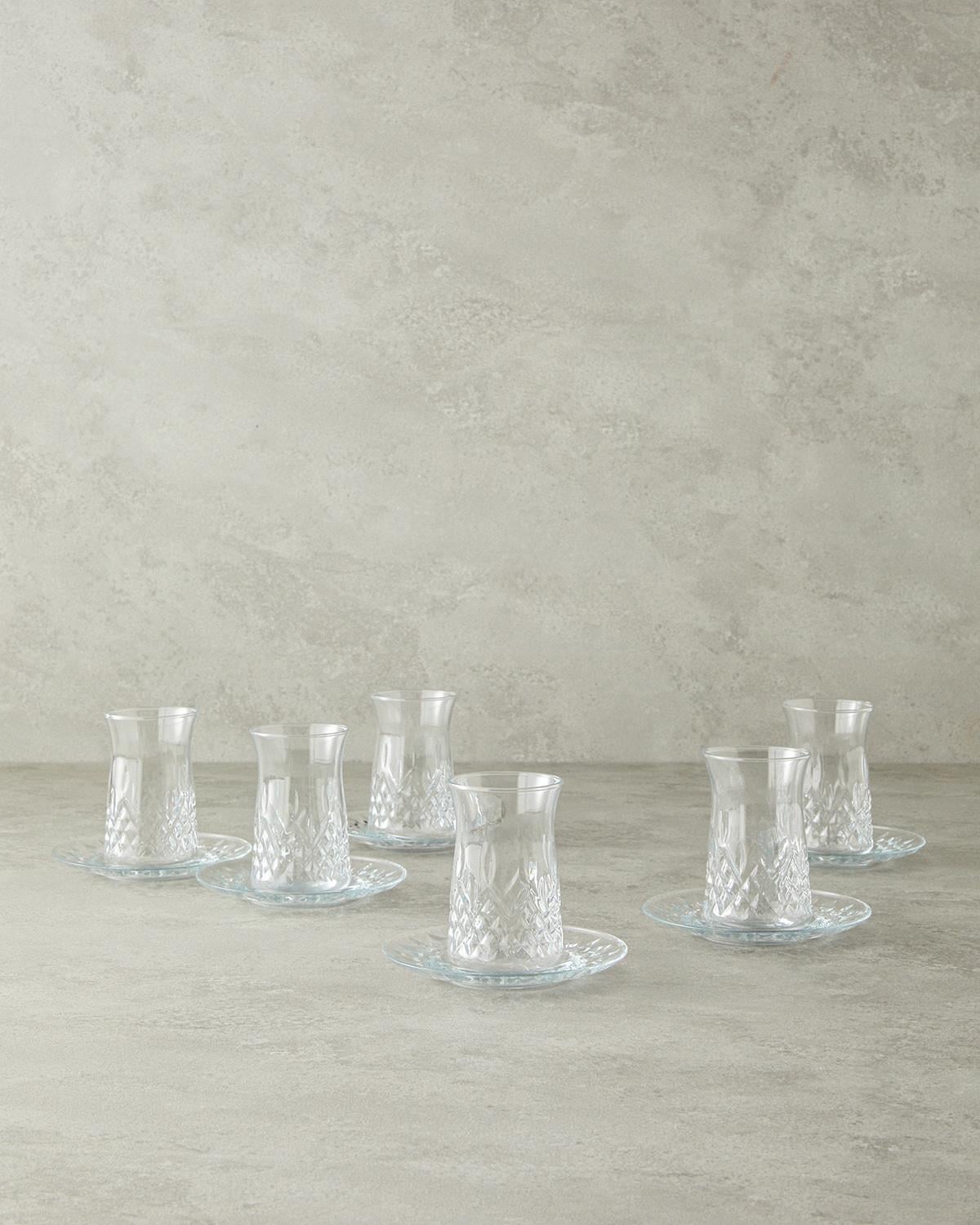 Aura Glass 12 Parça 6 Kişilik Tea Set 170 ml Transparent