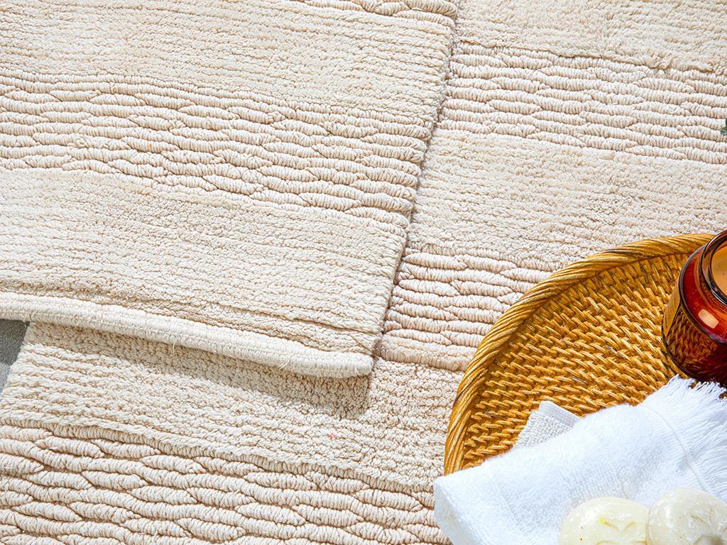 Ava Постелка За Баня Комплект 2Бр., Памучен, Бежово, 60 X 90 + 40 X 60 Cm