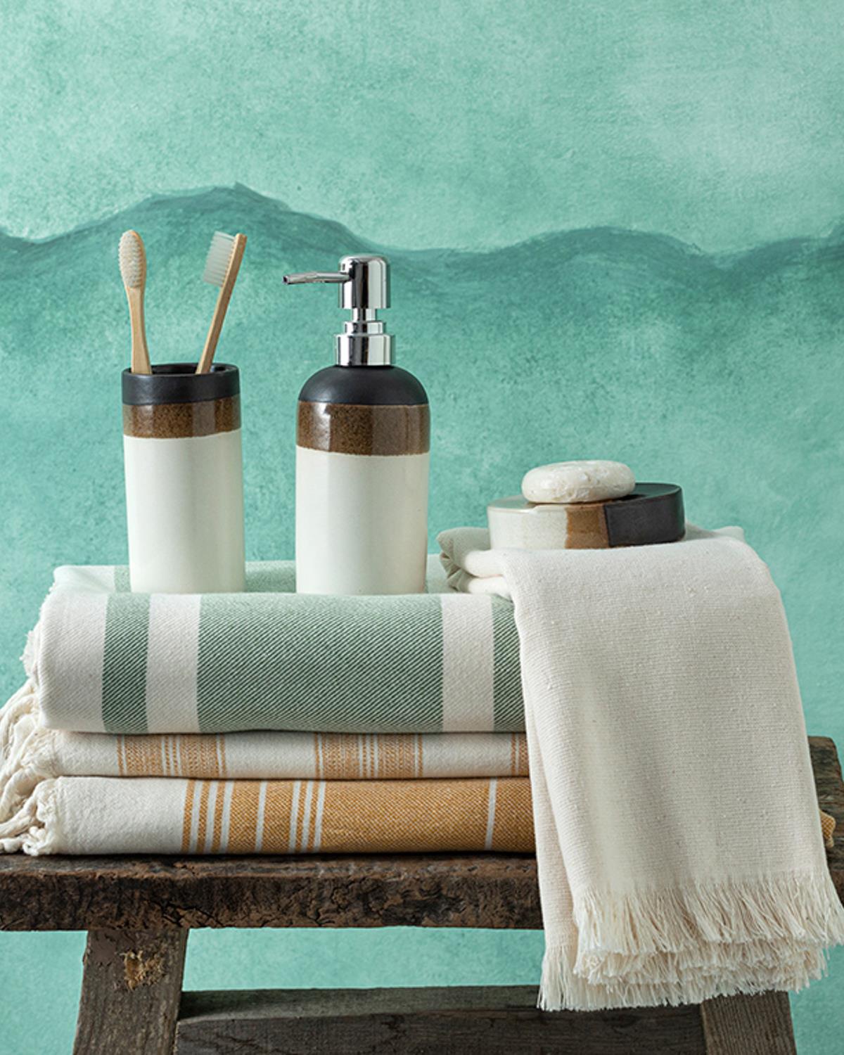 Avıer Комплект За Баня 3 бр. 7x7x18+7x7x12+10x10x2,5см Кафяв