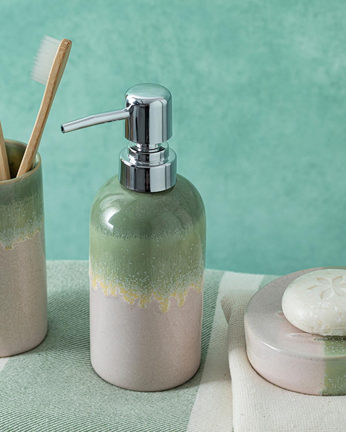 Avıer Комплект За Баня 3 бр. 7x7x18+7x7x12+10x10x2,5см Зелен