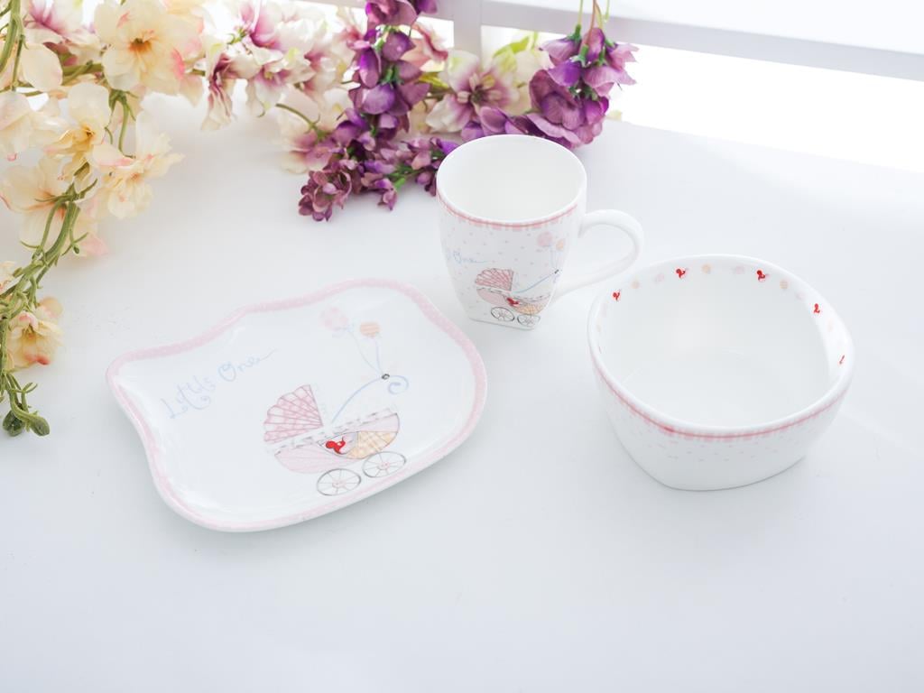 Baby Carrıage БЕБЕШКИ КОМПЛЕКТ ЗА 3 бр. Порцелан . Pink