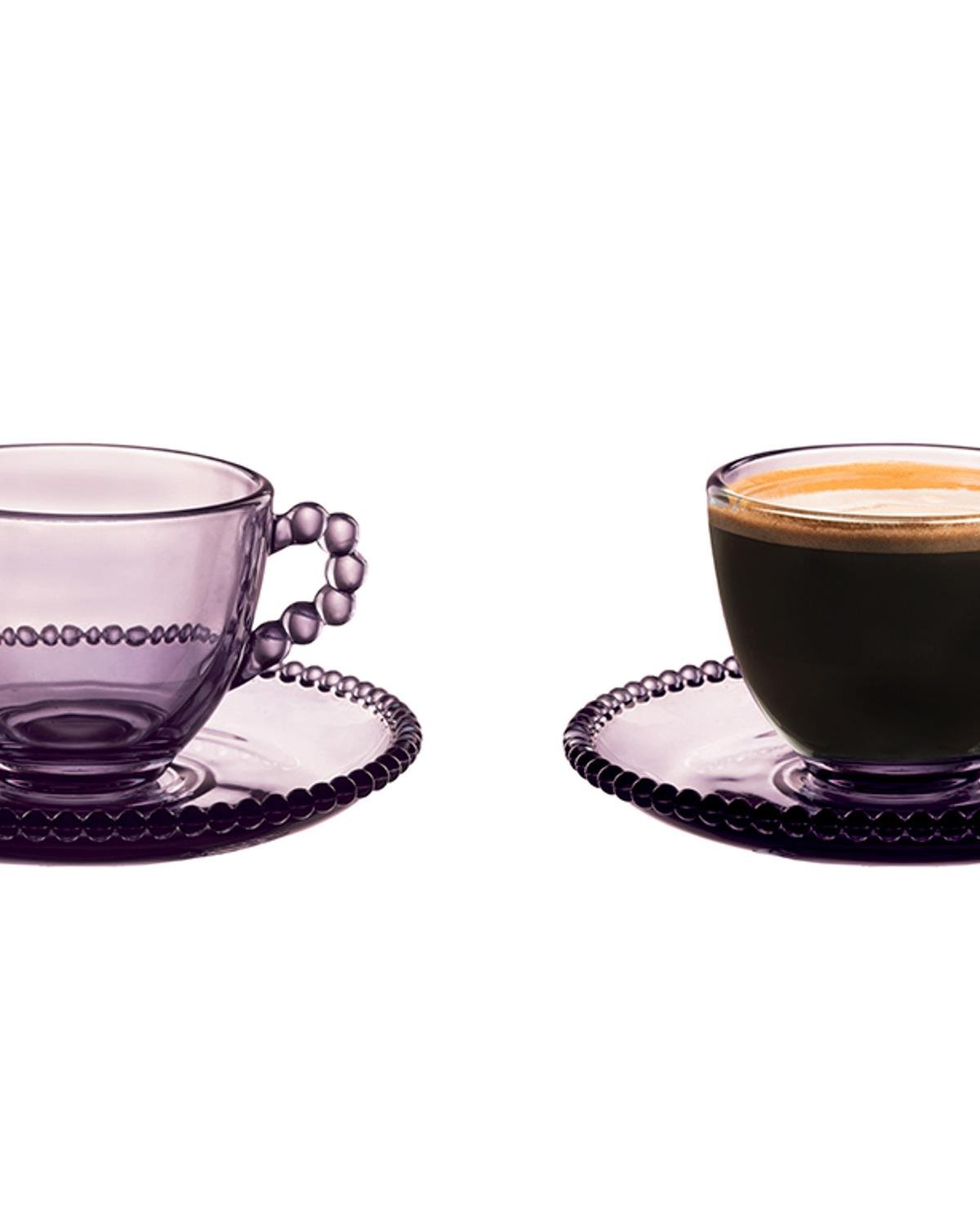 Balloon Glass 4 Pieces 2 Servings Coffee Cup Set 90 ml Violet