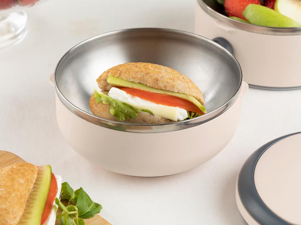 Basıc Кутия За Обяд двойна херметична Неръждаема стомана 1,5 л Бежов