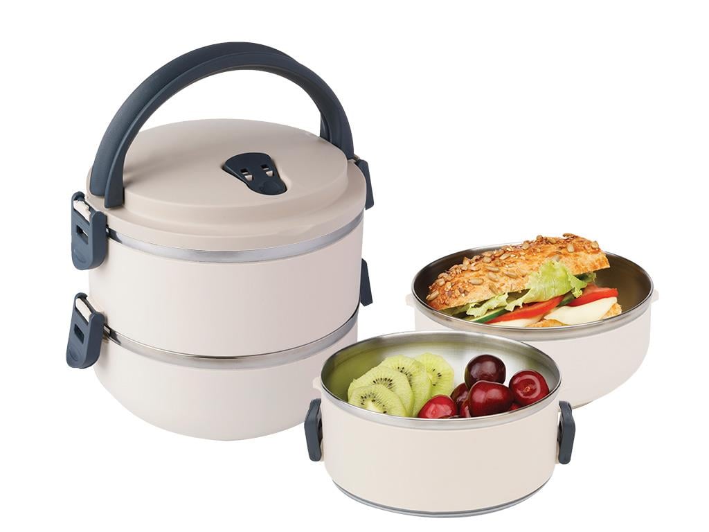 Basıc Кутия За Обяд двойна херметична Неръждаема стомана 1,5 л Бежов