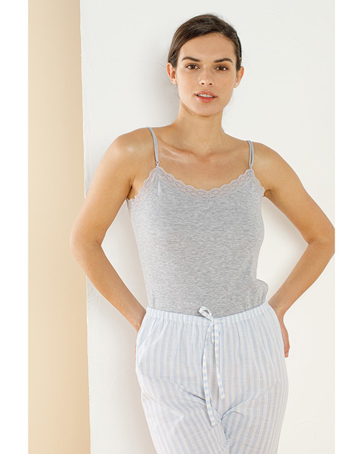 Basic Cotton İnce Asklılı Потник Жена Памучен полиестер M Сив